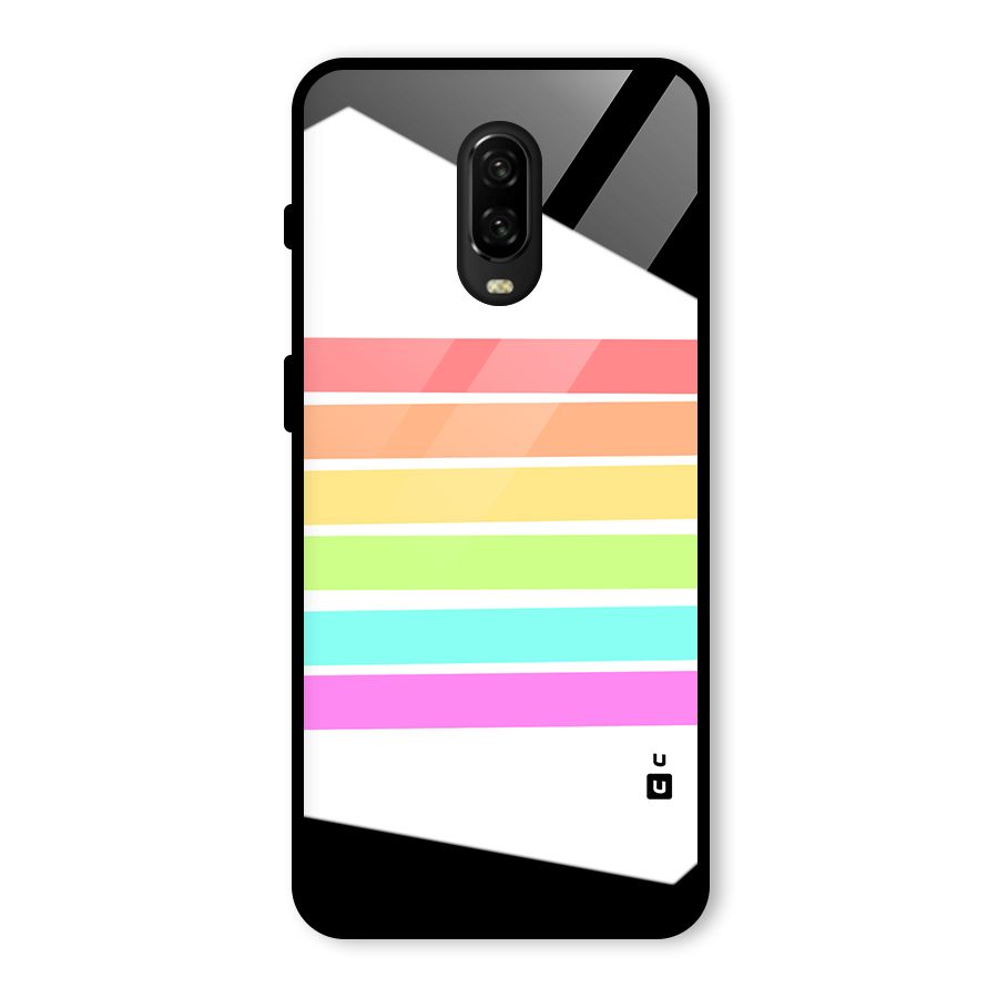 Pastel Pride Horizontal Stripes Glass Back Case for OnePlus 6T