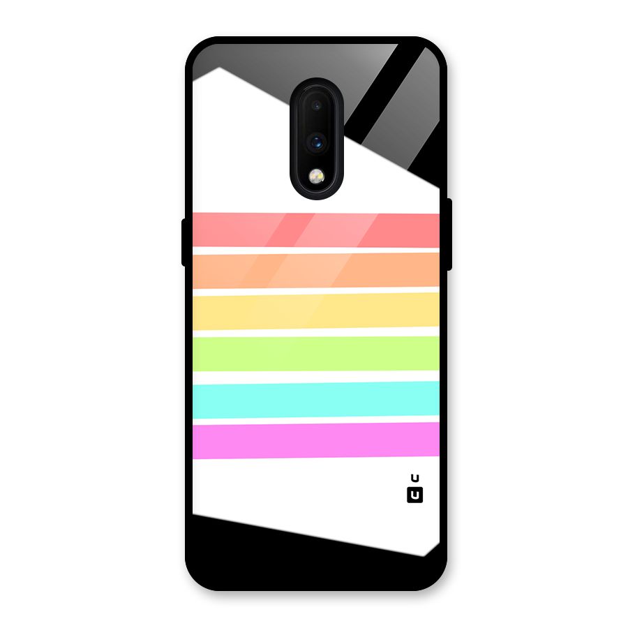 Pastel Pride Horizontal Stripes Glass Back Case for OnePlus 7