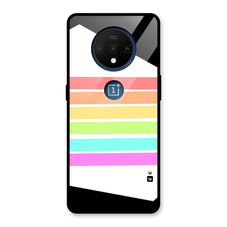 Pastel Pride Horizontal Stripes Glass Back Case for OnePlus 7T