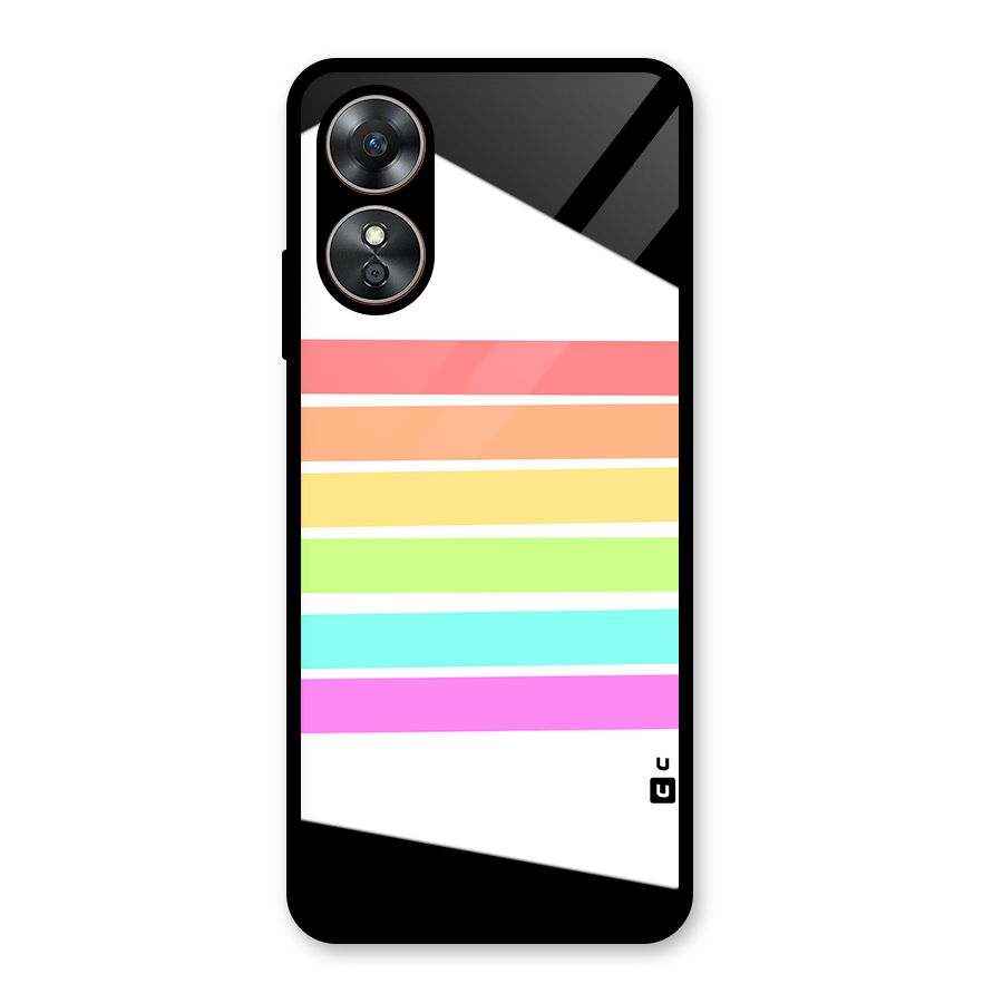 Pastel Pride Horizontal Stripes Glass Back Case for Oppo A17