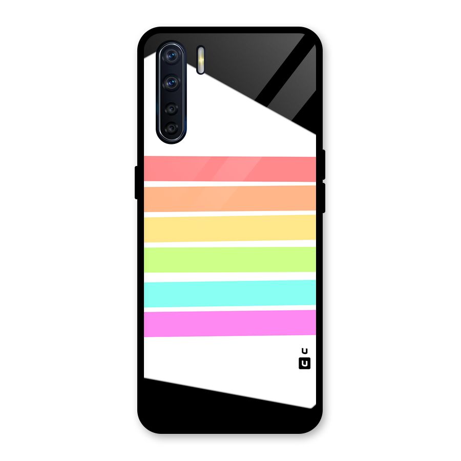 Pastel Pride Horizontal Stripes Glass Back Case for Oppo F15