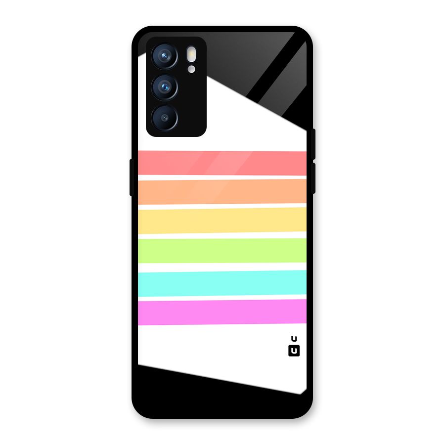 Pastel Pride Horizontal Stripes Glass Back Case for Oppo Reno6 5G