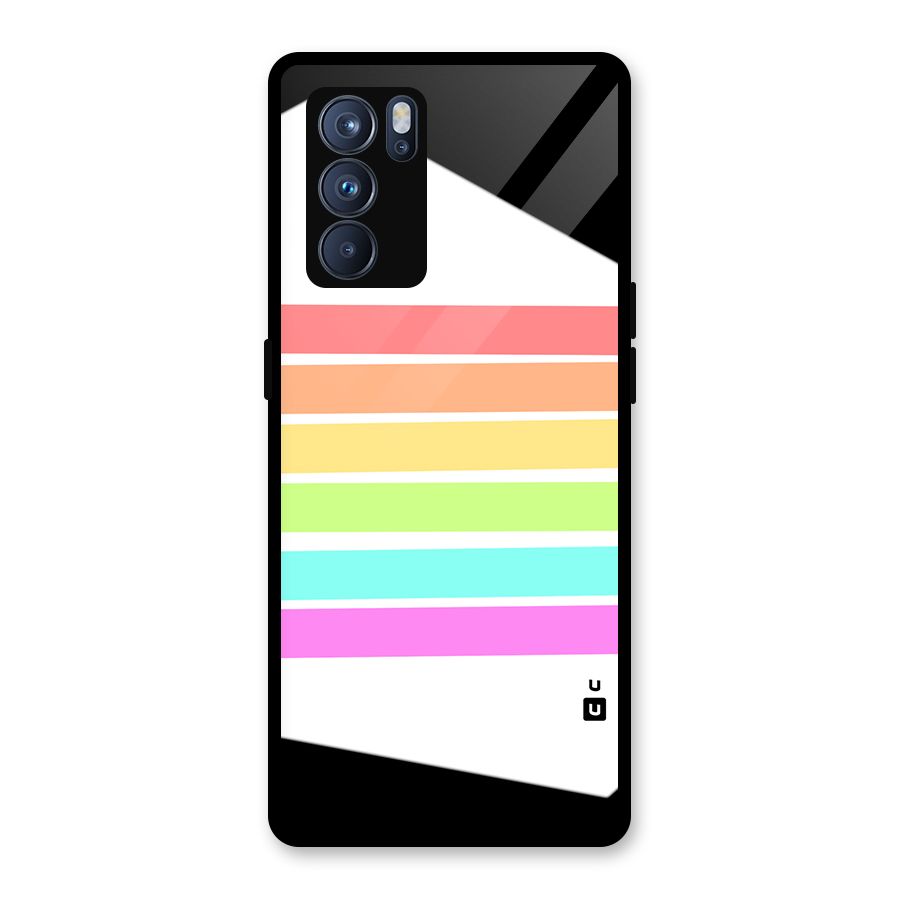 Pastel Pride Horizontal Stripes Glass Back Case for Oppo Reno6 Pro 5G