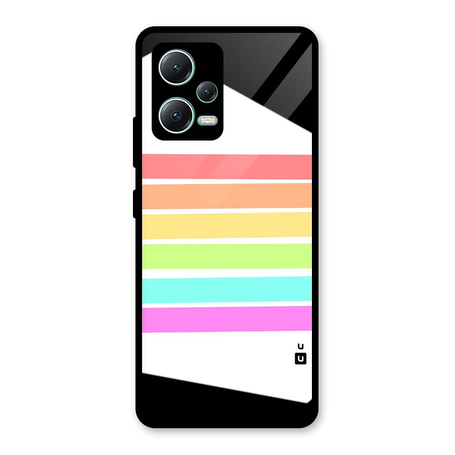 Pastel Pride Horizontal Stripes Glass Back Case for Redmi Note 12 5G