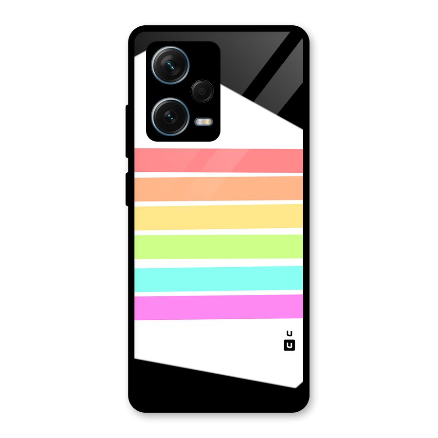 Pastel Pride Horizontal Stripes Glass Back Case for Redmi Note 12 Pro Plus 5G