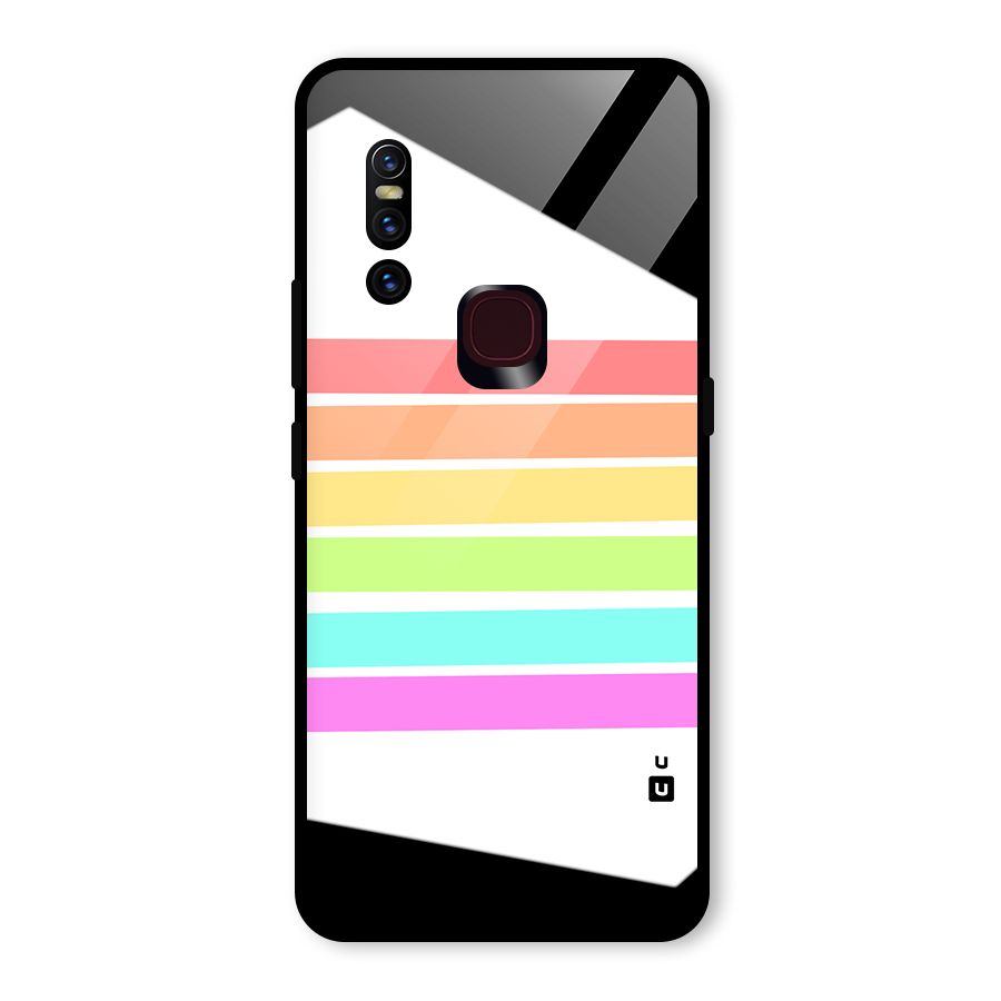 Pastel Pride Horizontal Stripes Glass Back Case for Vivo V15