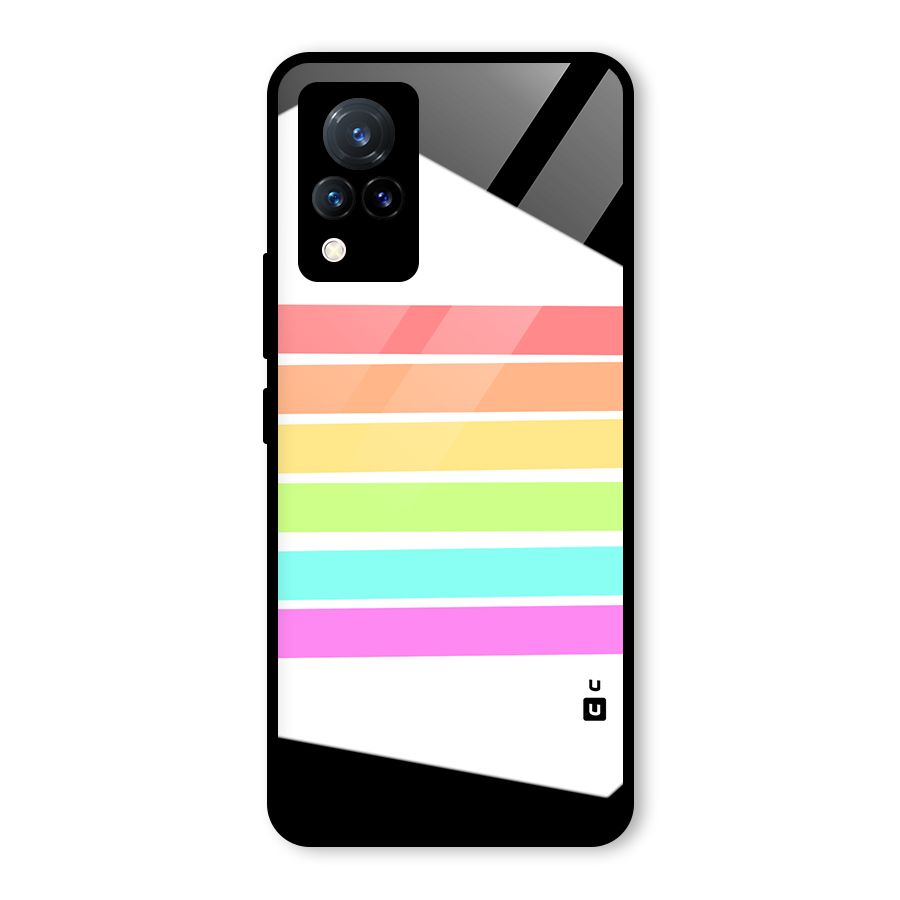 Pastel Pride Horizontal Stripes Glass Back Case for Vivo V21 5G
