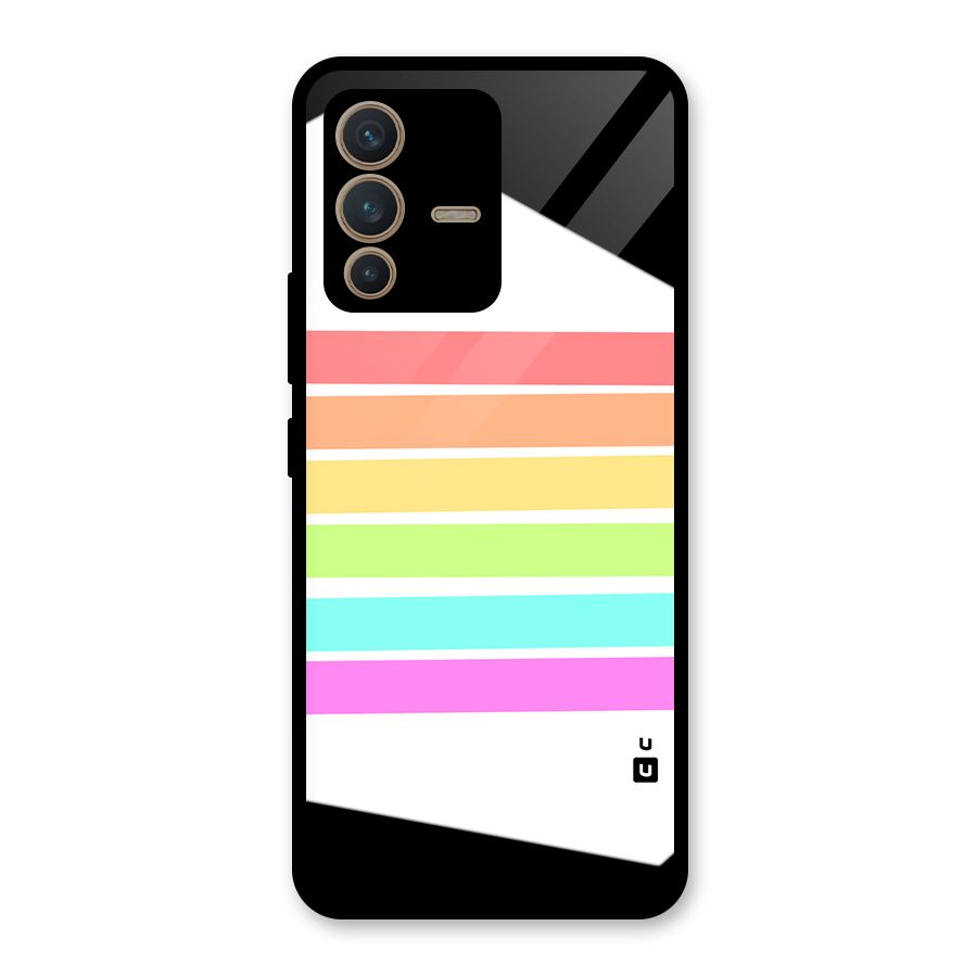 Pastel Pride Horizontal Stripes Glass Back Case for Vivo V23 5G