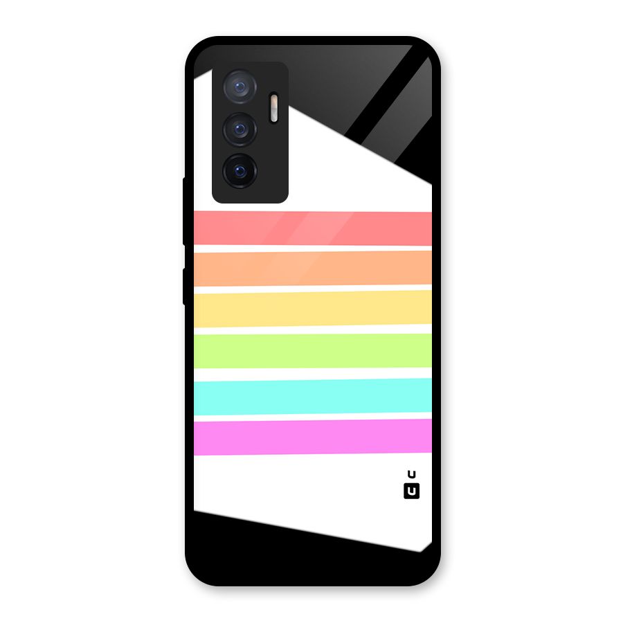 Pastel Pride Horizontal Stripes Glass Back Case for Vivo V23e