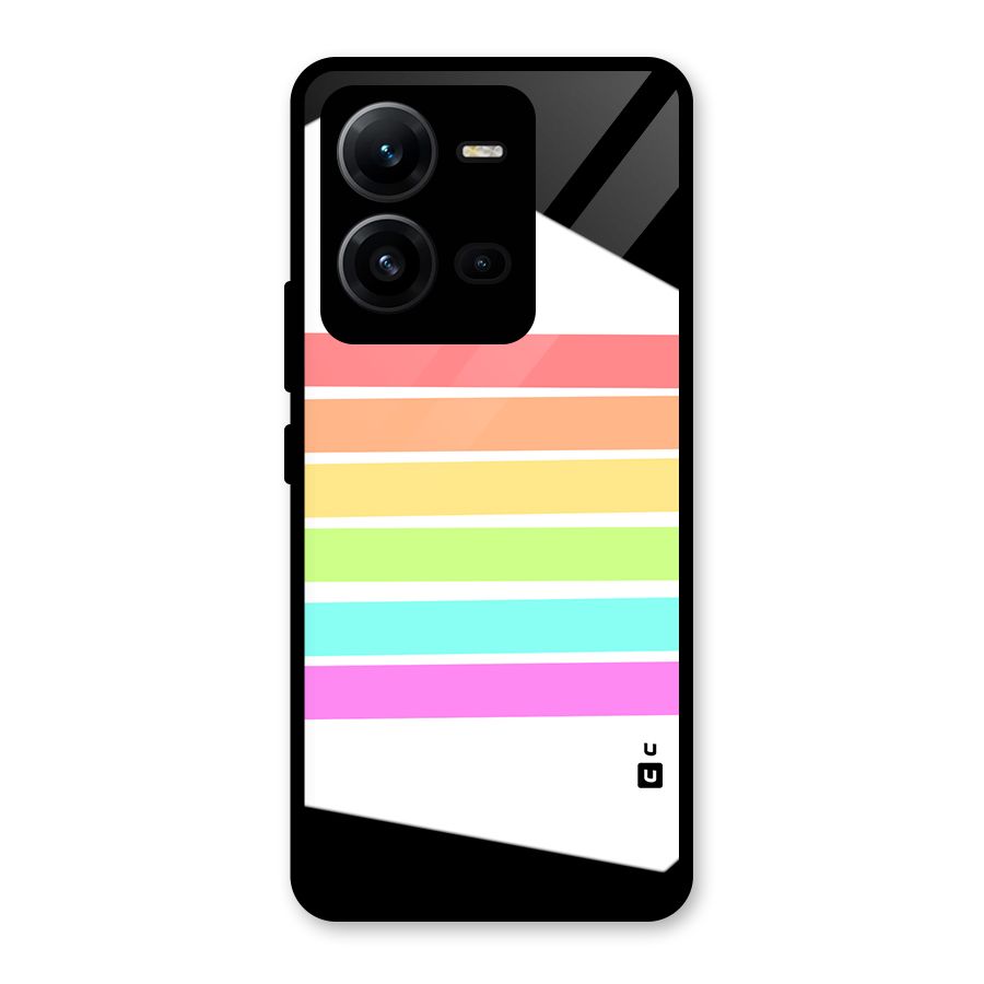 Pastel Pride Horizontal Stripes Glass Back Case for Vivo V25