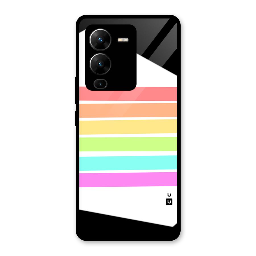 Pastel Pride Horizontal Stripes Glass Back Case for Vivo V25 Pro