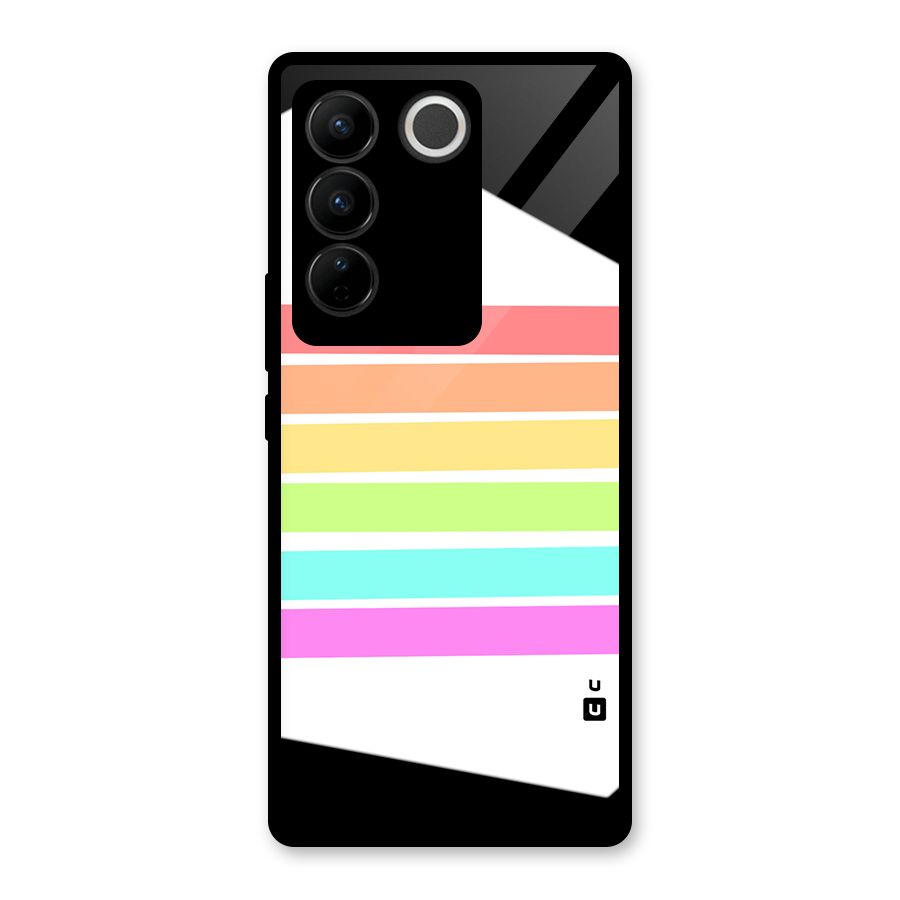 Pastel Pride Horizontal Stripes Glass Back Case for Vivo V27