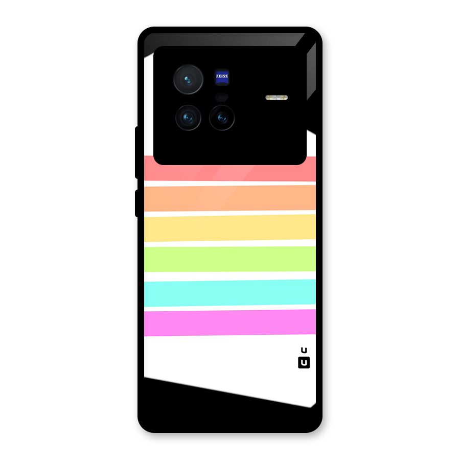 Pastel Pride Horizontal Stripes Glass Back Case for Vivo X80