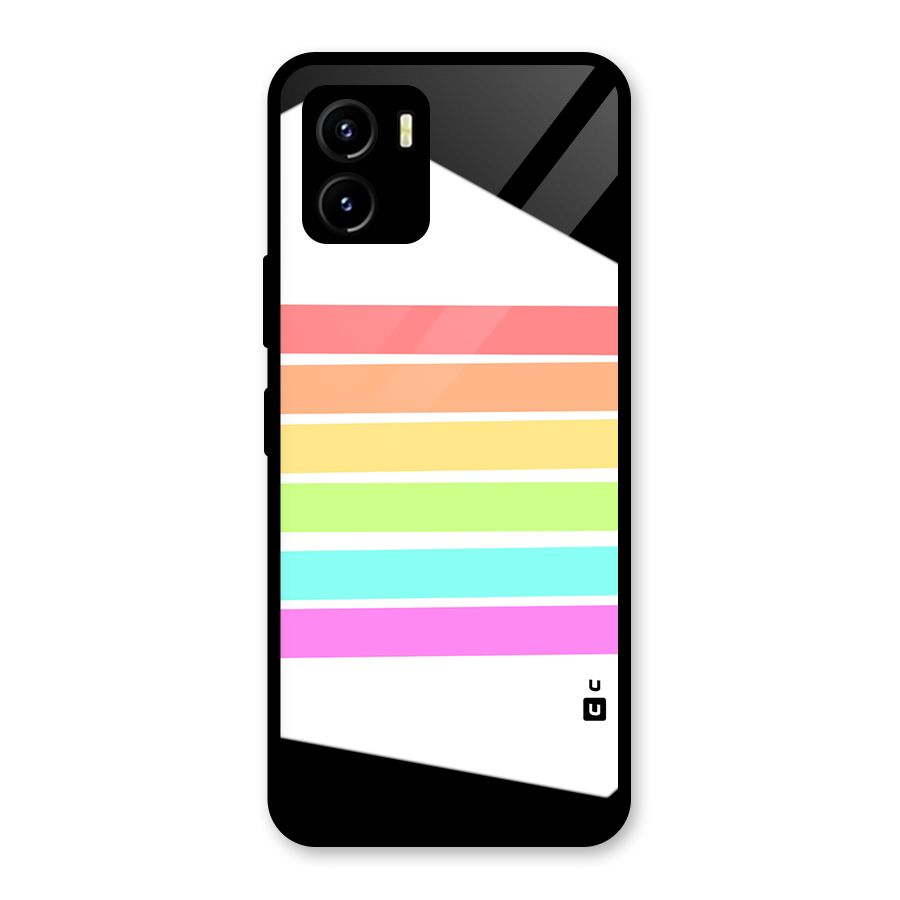 Pastel Pride Horizontal Stripes Glass Back Case for Vivo Y15s