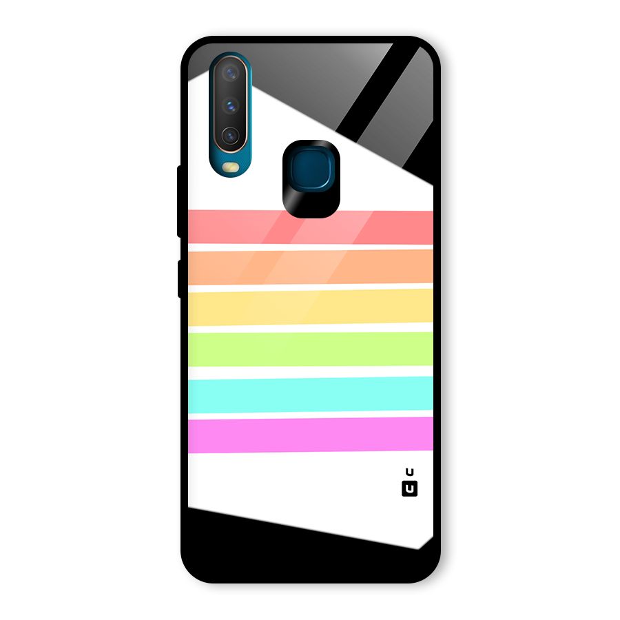 Pastel Pride Horizontal Stripes Glass Back Case for Vivo Y17