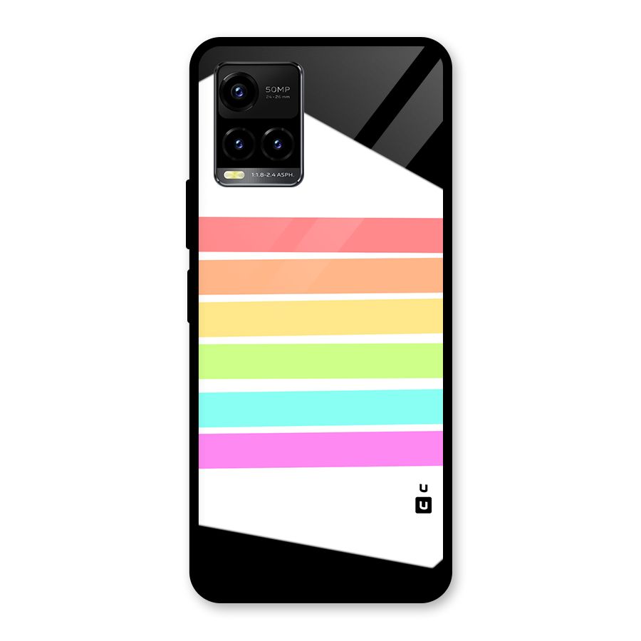 Pastel Pride Horizontal Stripes Glass Back Case for Vivo Y21T