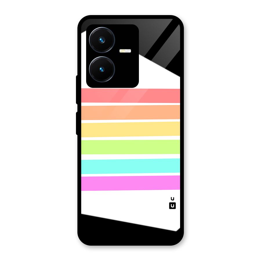 Pastel Pride Horizontal Stripes Glass Back Case for Vivo Y22