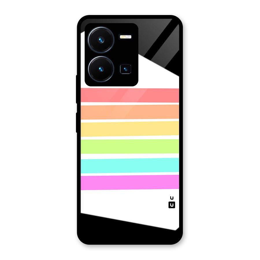Pastel Pride Horizontal Stripes Glass Back Case for Vivo Y35