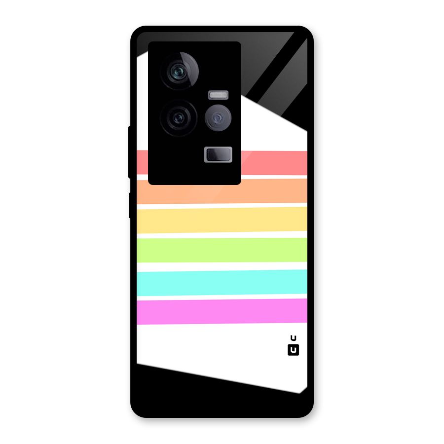 Pastel Pride Horizontal Stripes Glass Back Case for Vivo iQOO 11 5G