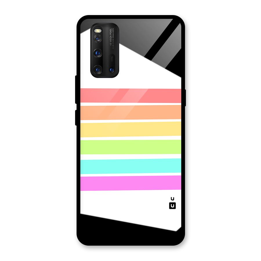 Pastel Pride Horizontal Stripes Glass Back Case for Vivo iQOO 3