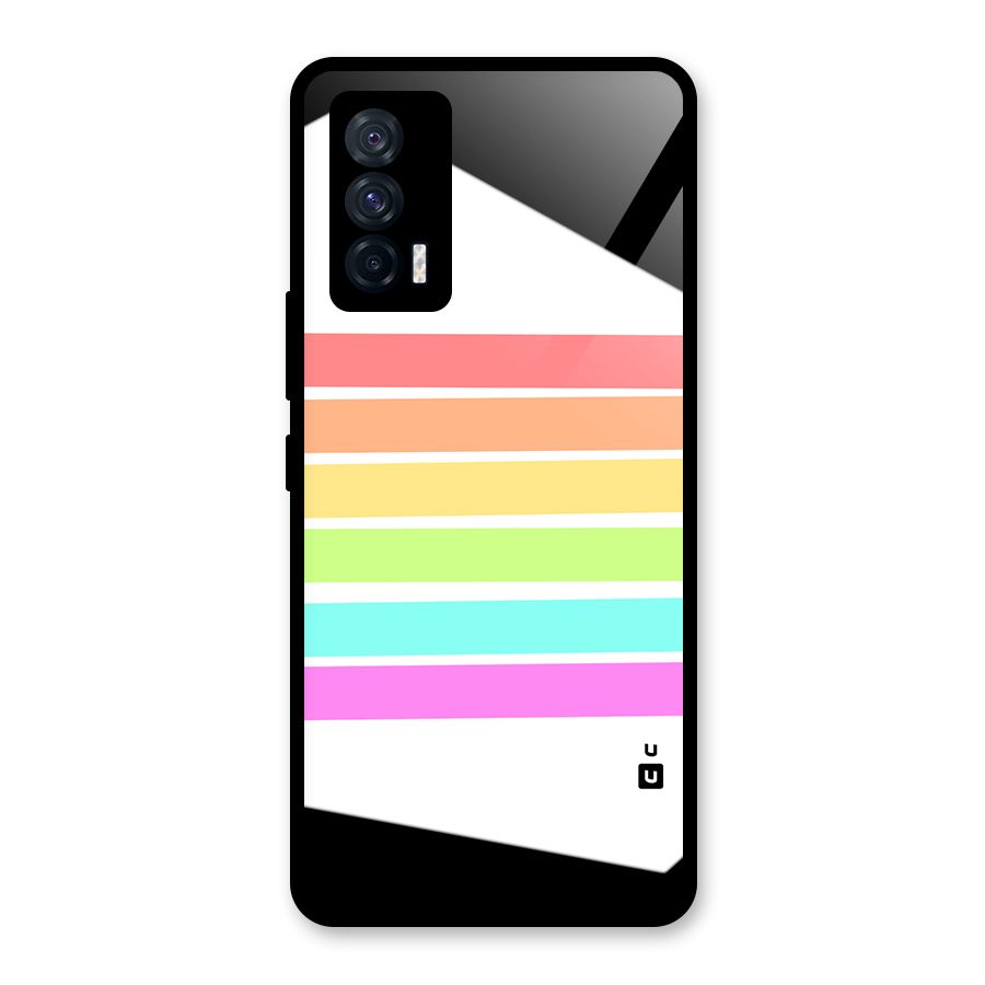 Pastel Pride Horizontal Stripes Glass Back Case for Vivo iQOO 7 5G