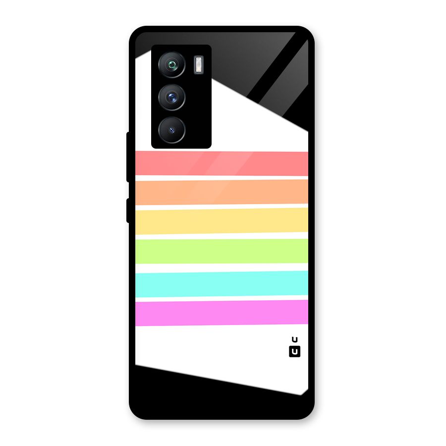 Pastel Pride Horizontal Stripes Glass Back Case for Vivo iQOO 9 SE