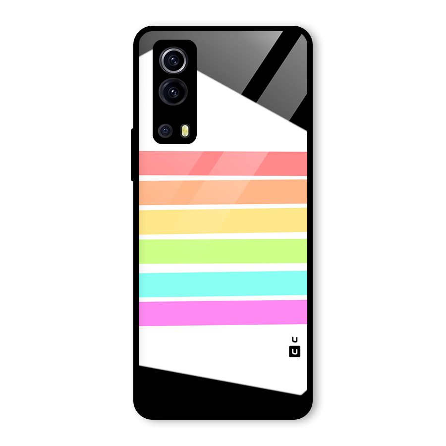 Pastel Pride Horizontal Stripes Glass Back Case for Vivo iQOO Z3