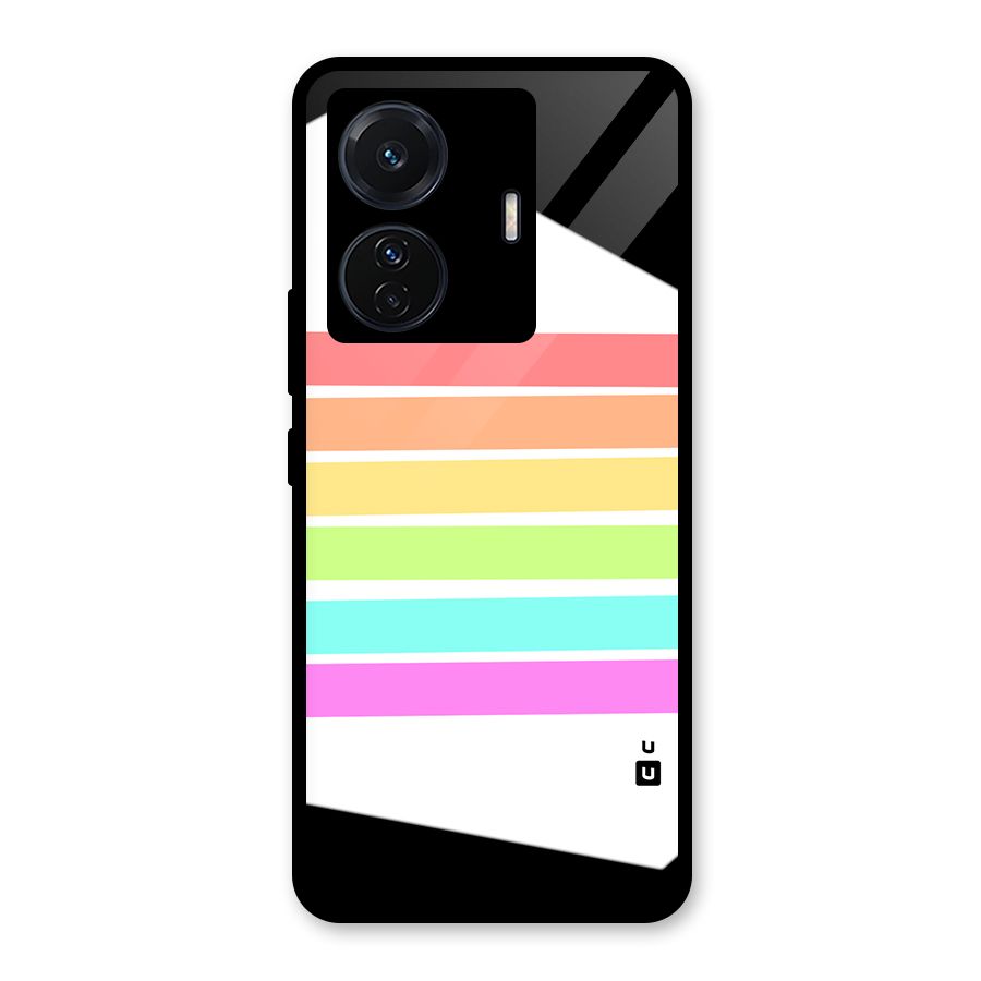 Pastel Pride Horizontal Stripes Glass Back Case for Vivo iQOO Z6 Pro