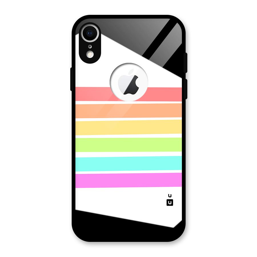 Pastel Pride Horizontal Stripes Glass Back Case for iPhone XR Logo Cut