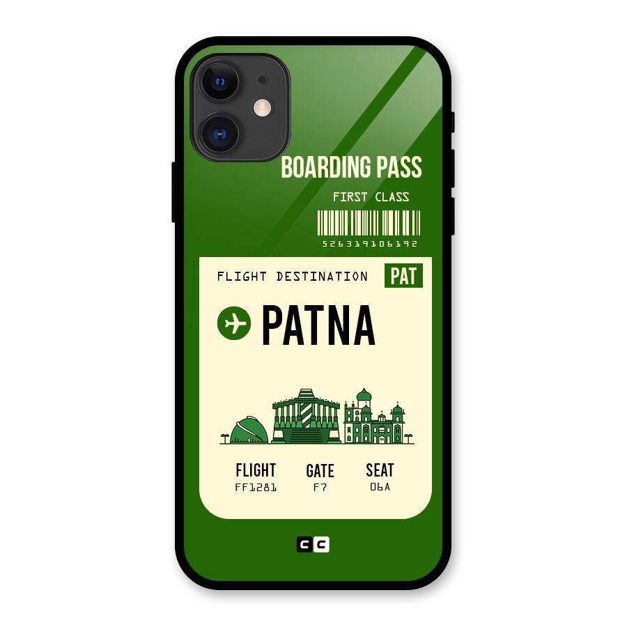 Patna Boarding Pass Glass Back Case for iPhone 11