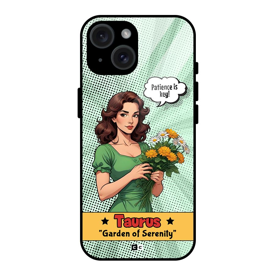 Peaceful Taurus Glass Back Case for iPhone 15
