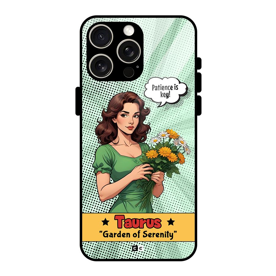 Peaceful Taurus Glass Back Case for iPhone 15 Pro Max