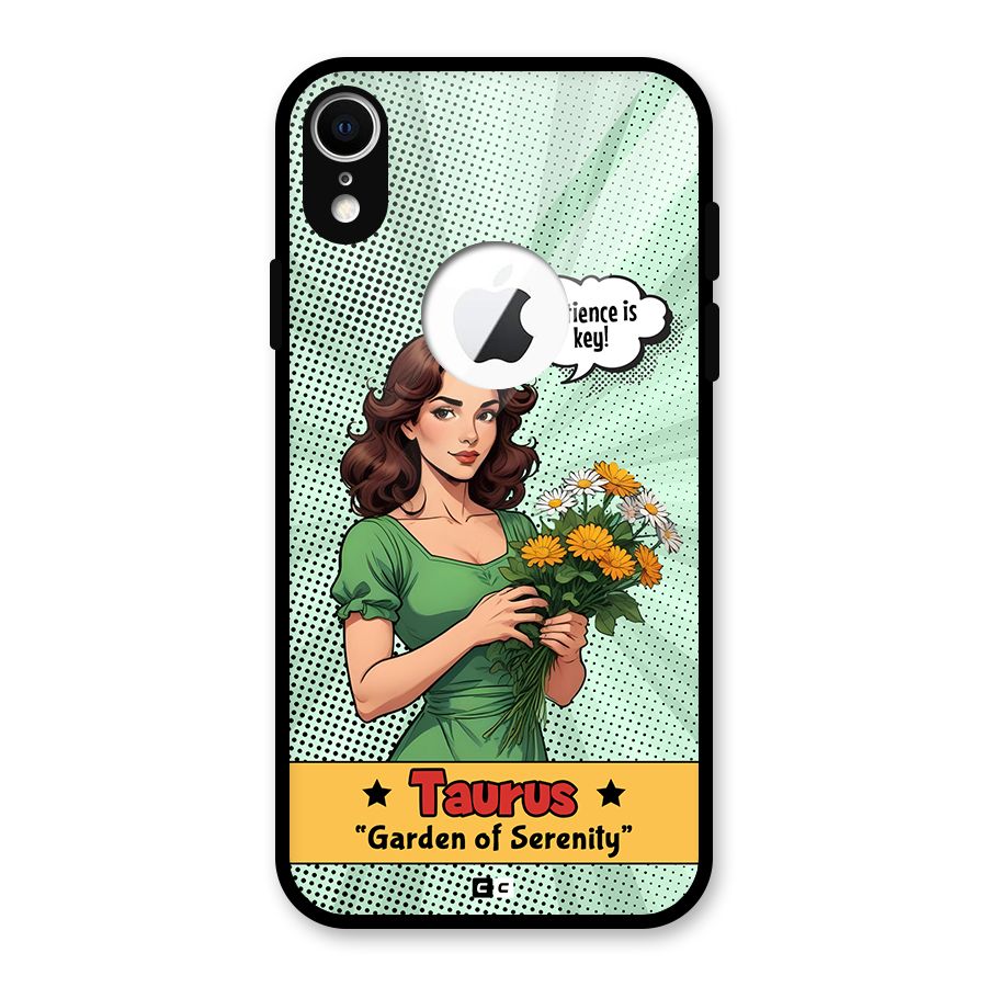 Peaceful Taurus Glass Back Case for iPhone XR Logo Cut