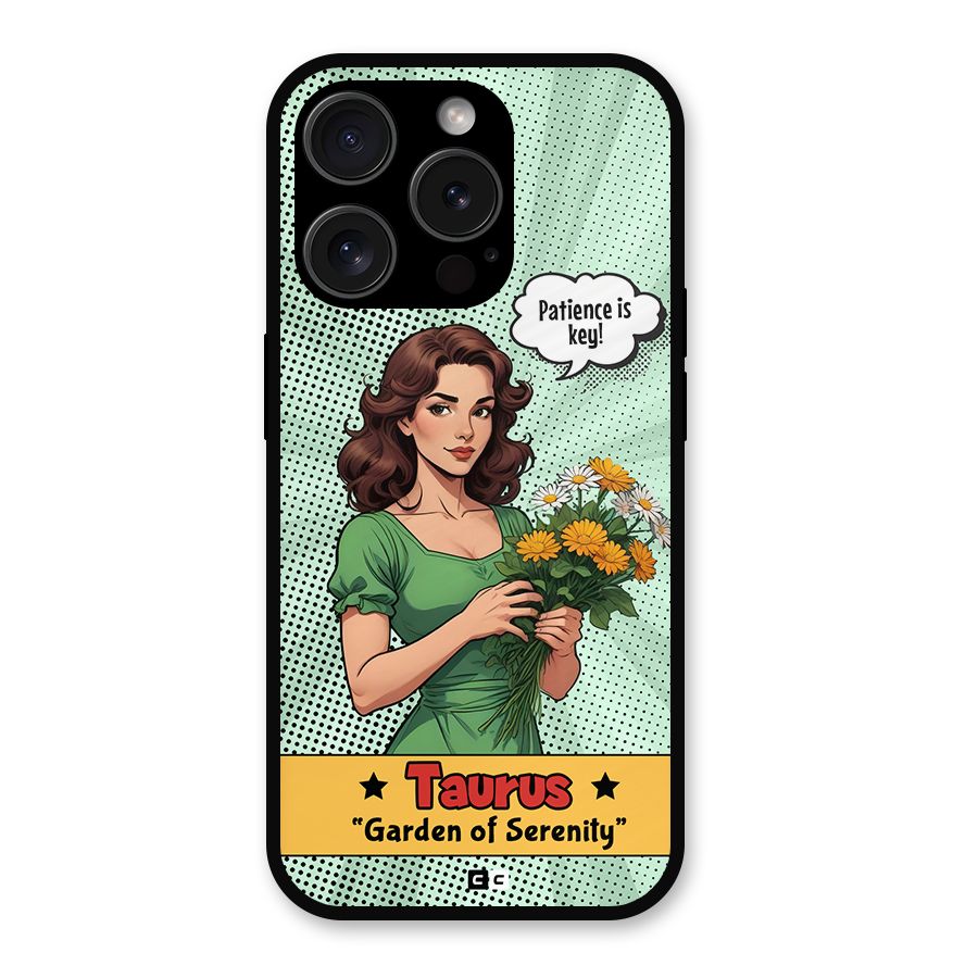Peaceful Taurus Metal Back Case for iPhone 15 Pro