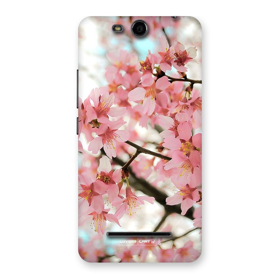 Peach Floral Back Case for Micromax Canvas Juice 3 Q392
