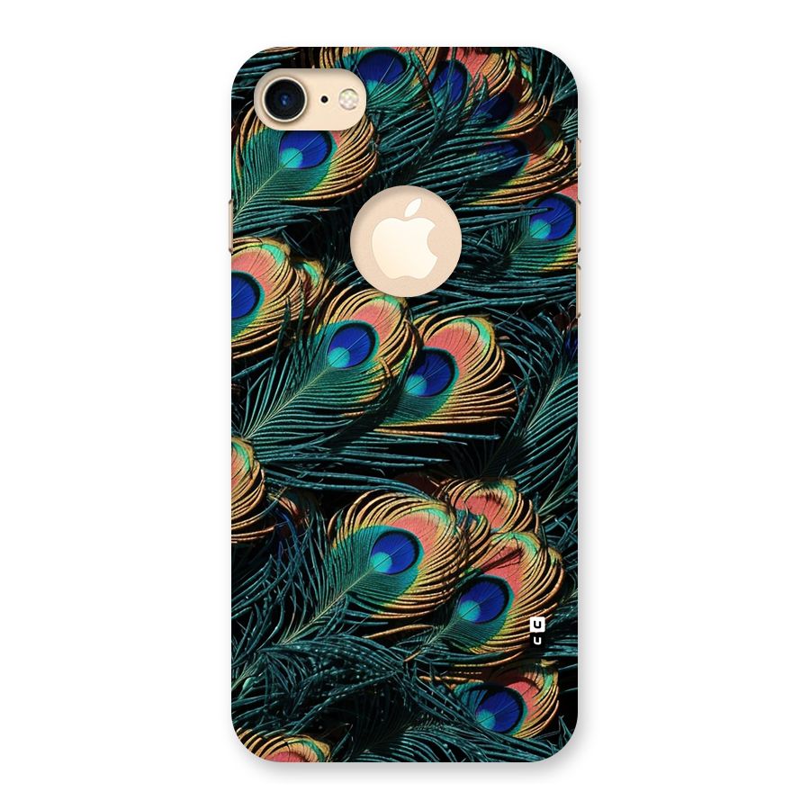 Peacock Feather Art Back Case for iPhone 7 Logo Cut