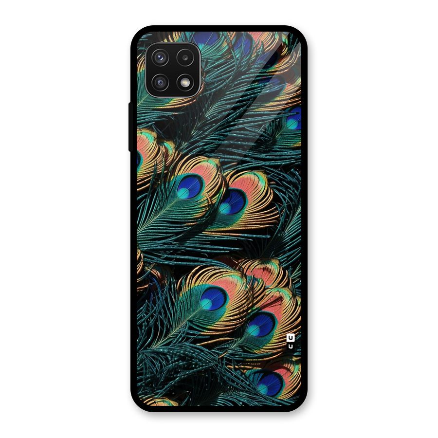 Peacock Feather Art Glass Back Case for Galaxy A22 5G