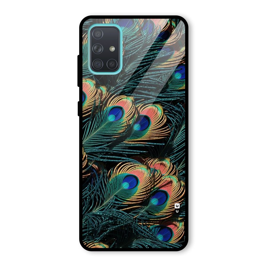 Peacock Feather Art Glass Back Case for Galaxy A71