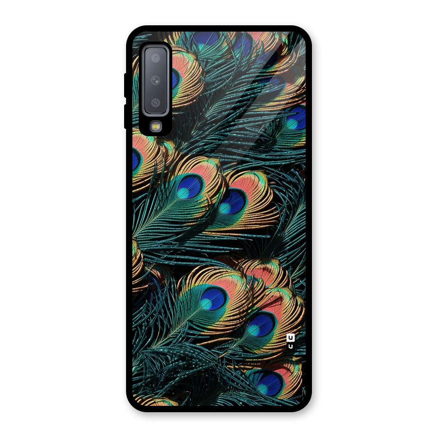 Peacock Feather Art Glass Back Case for Galaxy A7 (2018)