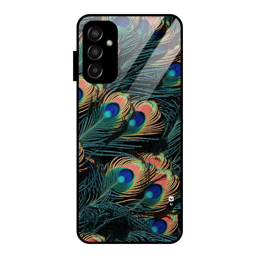 Peacock Feather Art Glass Back Case for Galaxy F13