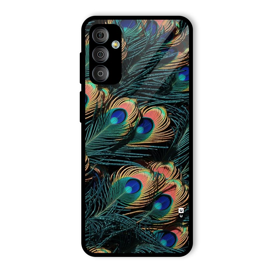 Peacock Feather Art Glass Back Case for Galaxy F23
