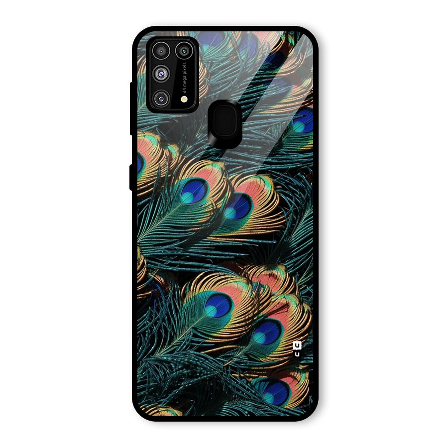 Peacock Feather Art Glass Back Case for Galaxy F41