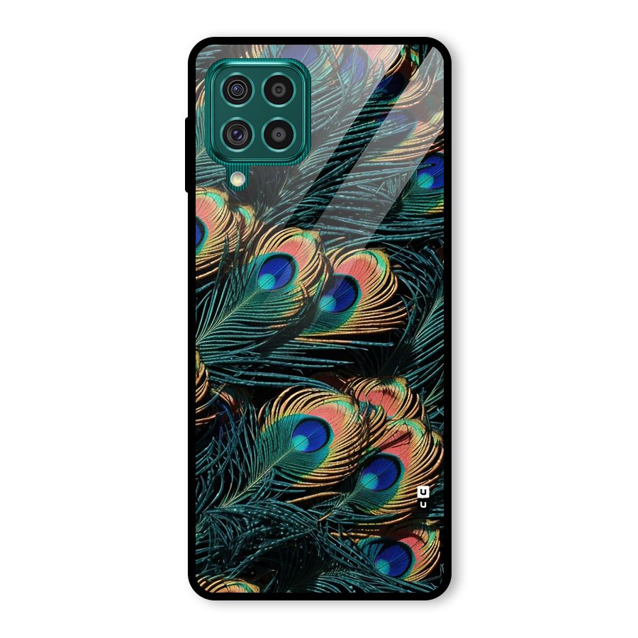Peacock Feather Art Glass Back Case for Galaxy F62