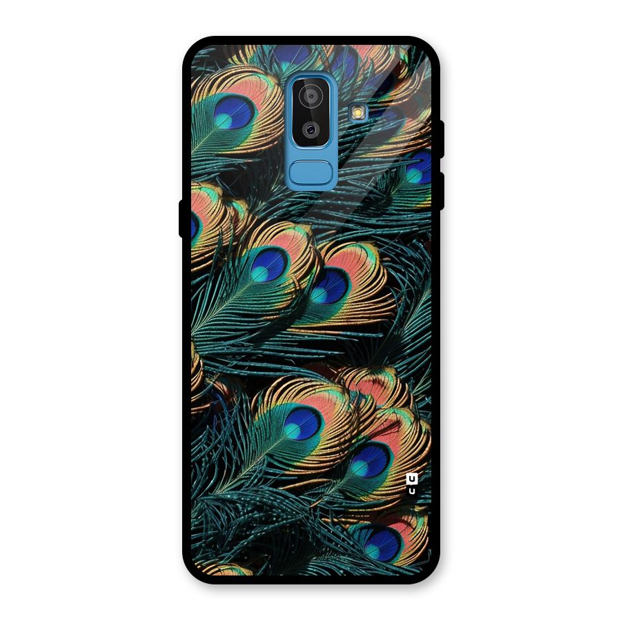 Peacock Feather Art Glass Back Case for Galaxy J8