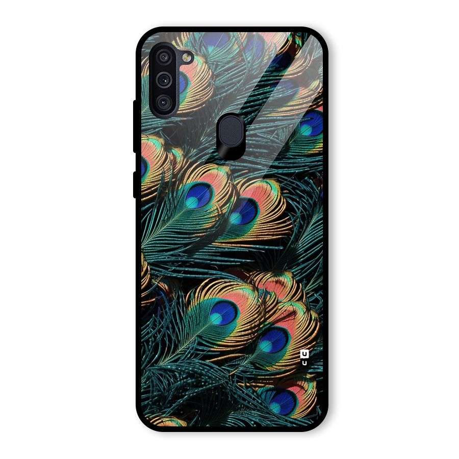 Peacock Feather Art Glass Back Case for Galaxy M11