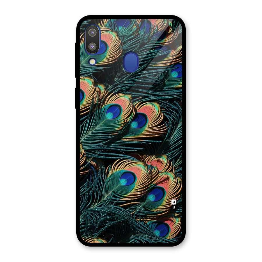 Peacock Feather Art Glass Back Case for Galaxy M20