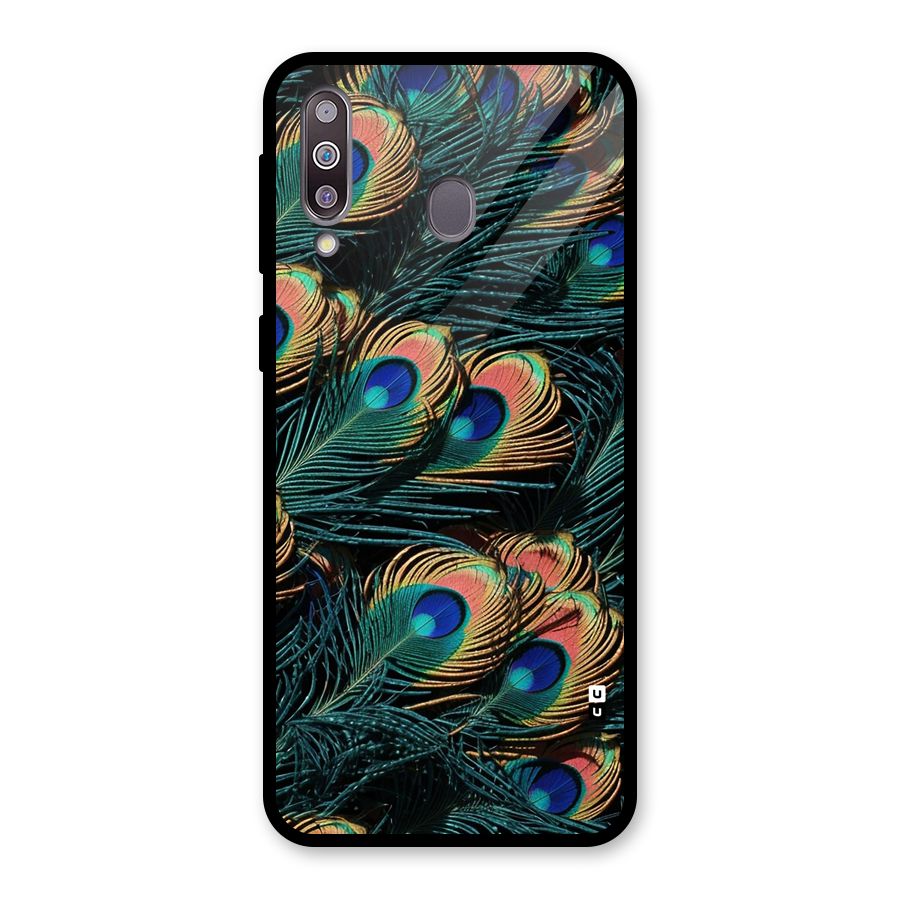 Peacock Feather Art Glass Back Case for Galaxy M30