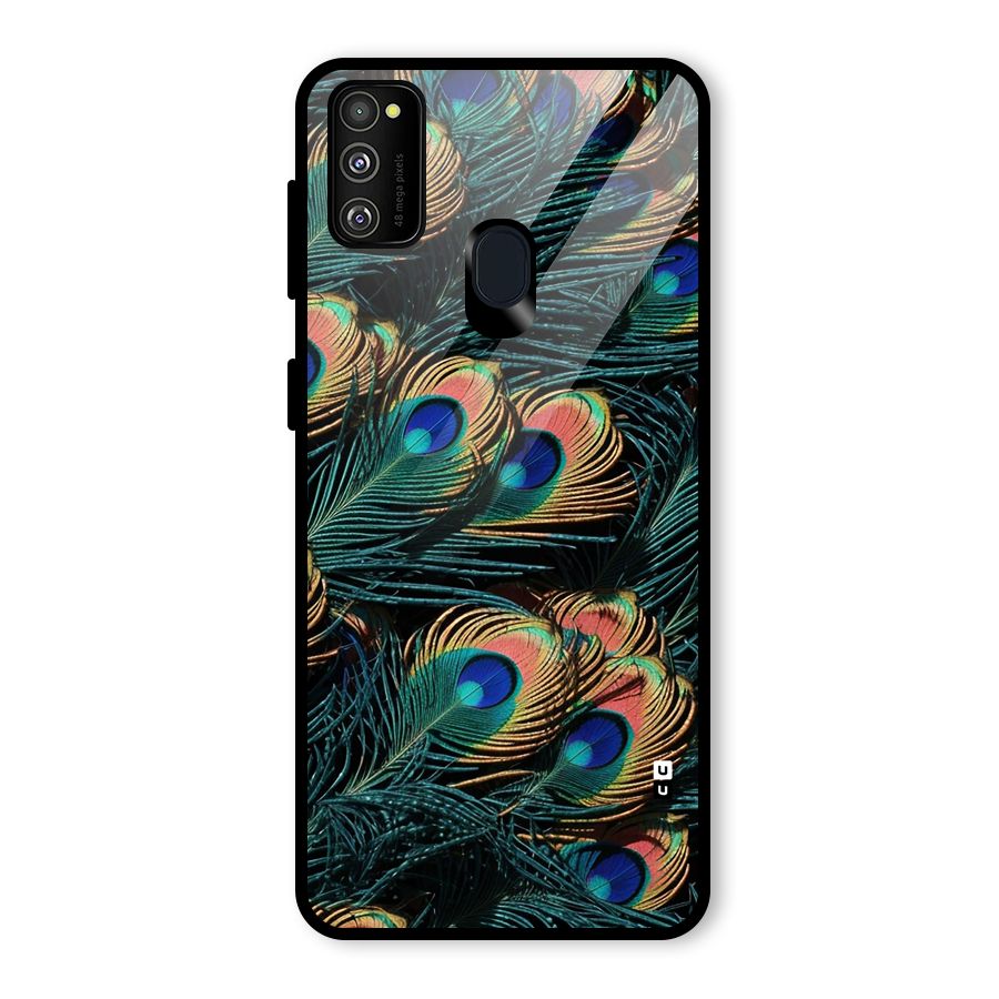 Peacock Feather Art Glass Back Case for Galaxy M30s