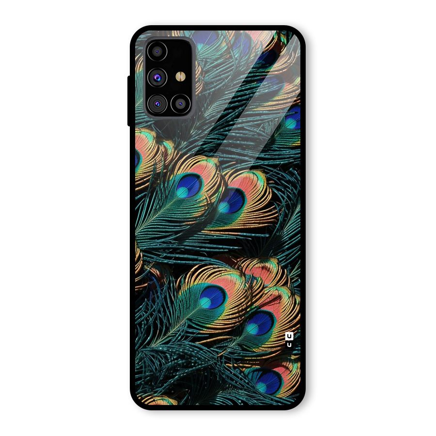 Peacock Feather Art Glass Back Case for Galaxy M31s