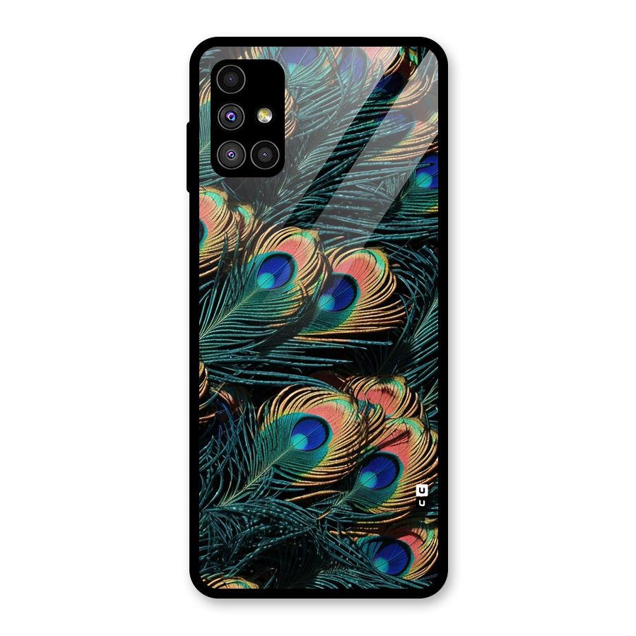 Peacock Feather Art Glass Back Case for Galaxy M51